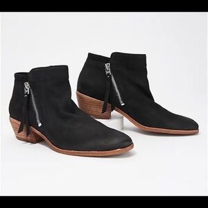 Sam Edelman Packer Black Suede Zippered Booties -  Sz 7.5